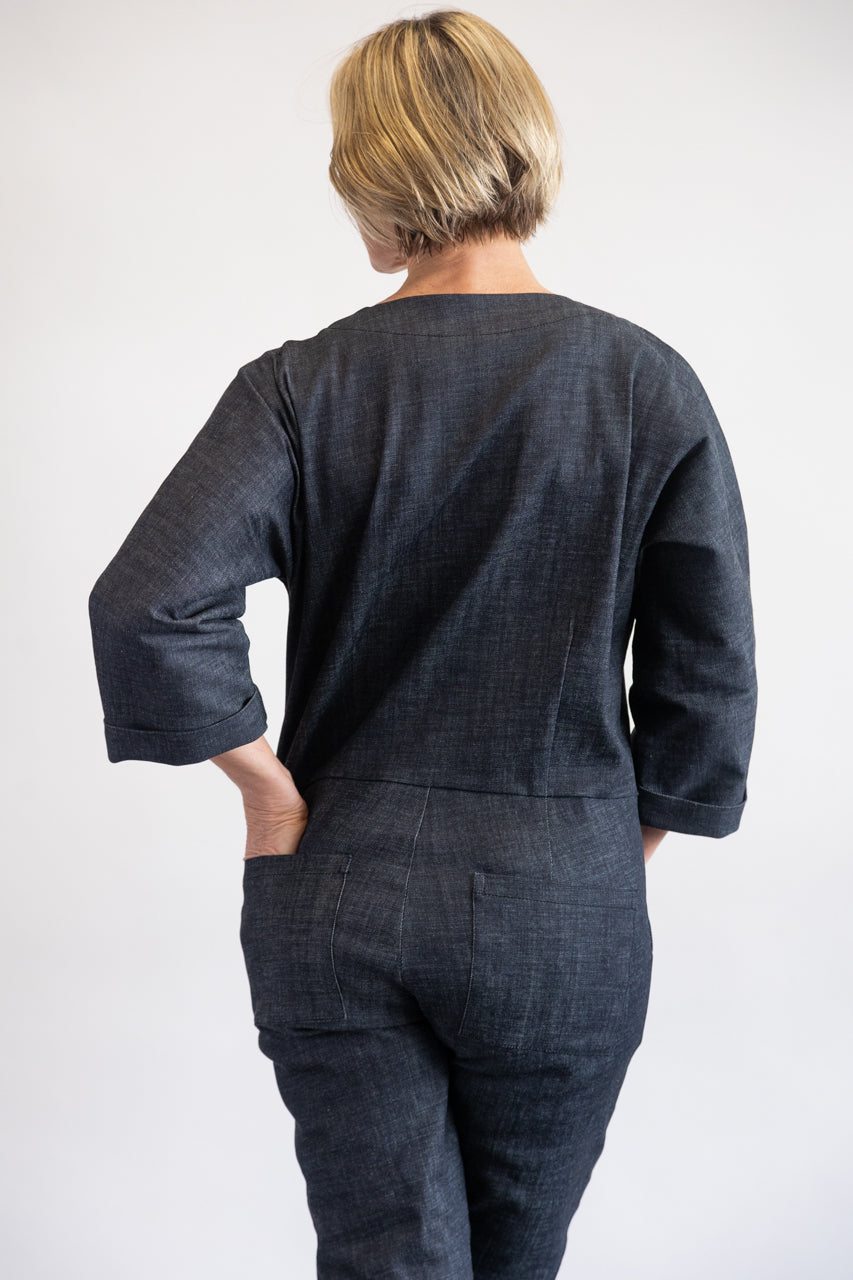 Cher Indigo Stretch Denim Jumpsuit