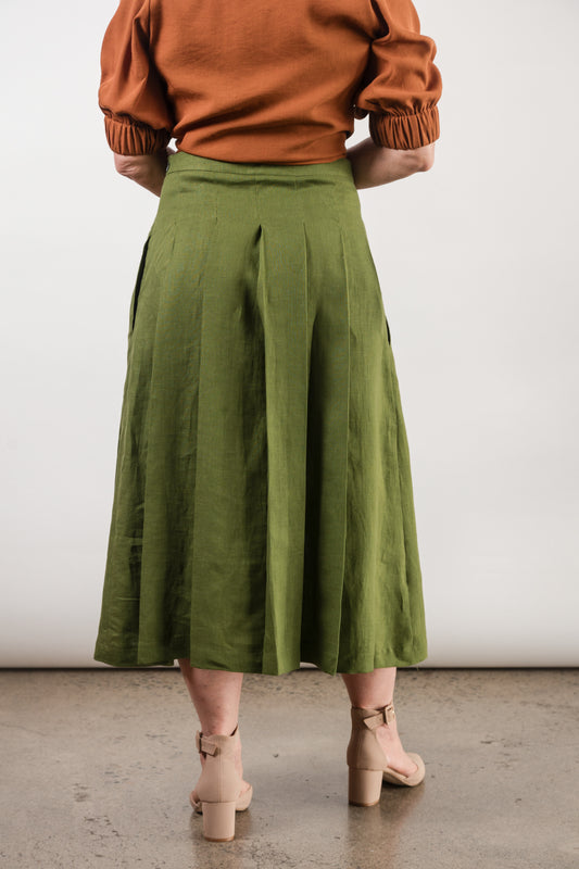 Lizzie Linen Pleated Skirt