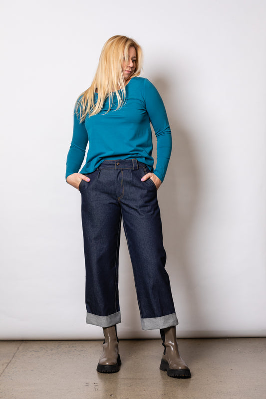 Cropped Demin Boxer Jeans
