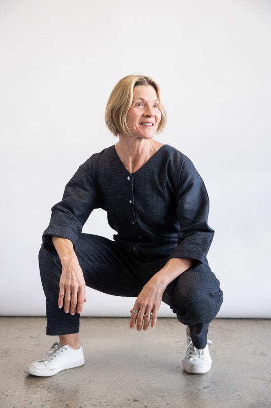Cher Indigo Stretch Denim Jumpsuit