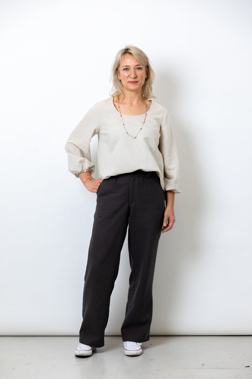 Full-Length Linen/Cotton Boxer Pants